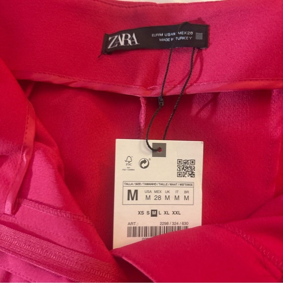 Zara Woman trousers Pants Straight Leg sizeM High waist Pink Fuchsia 7990/483 - Picture 6 of 12